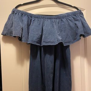 Denim Jeans Off the Shoulder Summer Dress